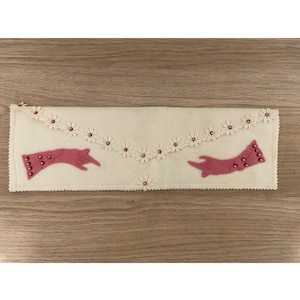 1950s Vintage Felt Glove Case Embellished with Beads
