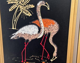 Gravel Art Flamingo On Black Velvet (1)