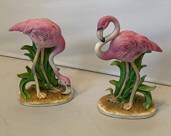 Pink Darice Ceramic Double Flamingo Decor 4 x 2.95 inches w 