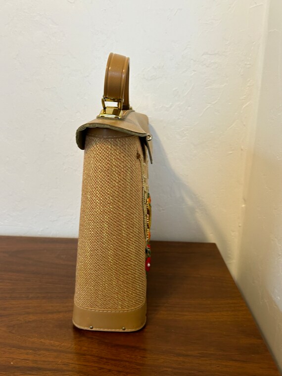 General Crafts Jewel Tone Appliqué Handbag - Vege… - image 4
