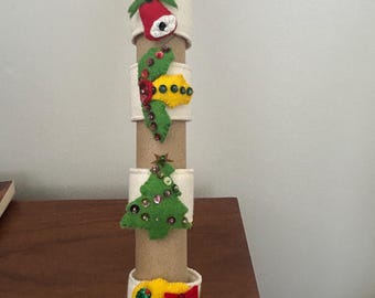 White Vintage Felt Christmas Napkin Rings (4)