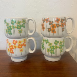 Ceramic Stacking Flower Mugs