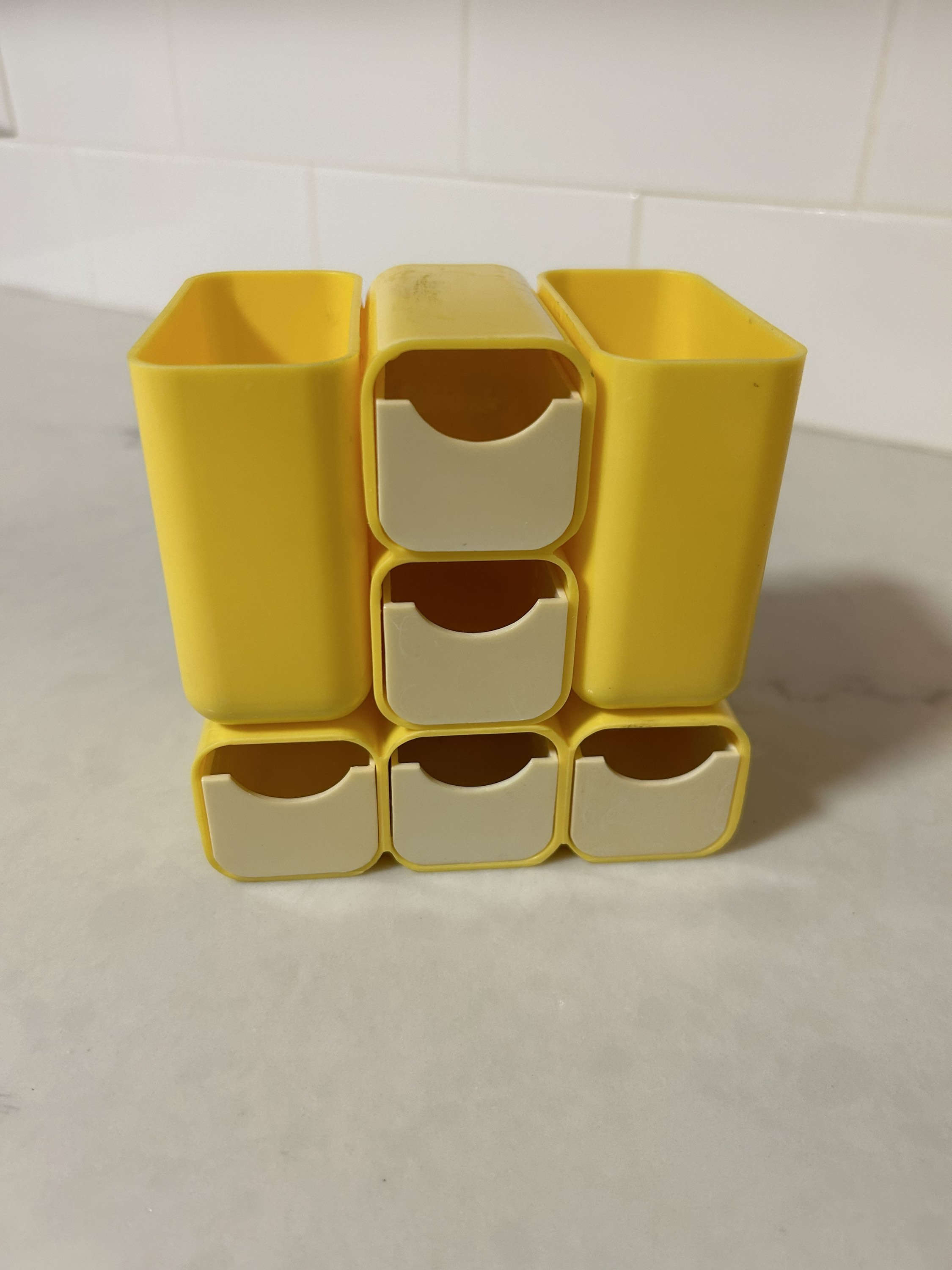 Vintage Stationary Car Desk Decoration Office Supplies Holder Yellow in Box