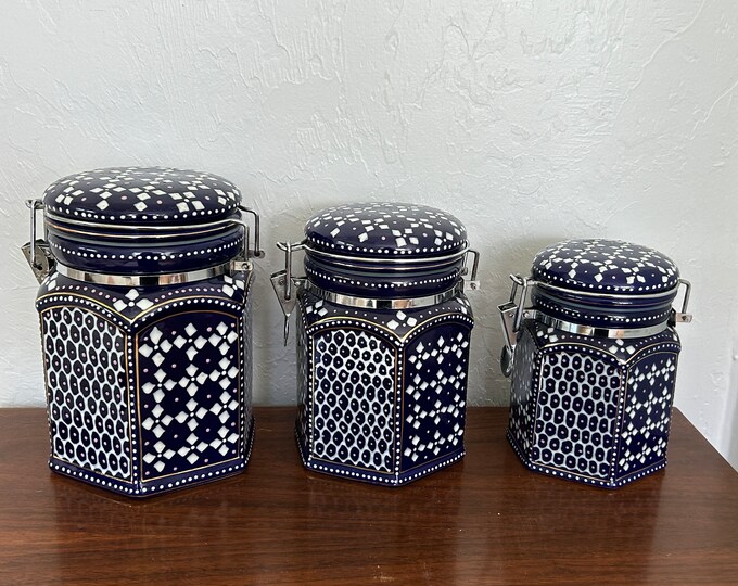 Vintage Pier One Canister Set 3 Etsy