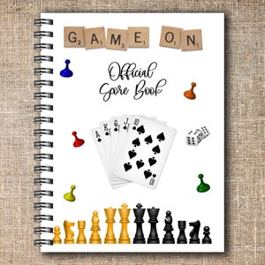Family Game Night, Board Game Book, Card Playing Book, Game Gift Journal, Scorekeeper, Game Score Tracker, Scrabble Journal, Bridge Club