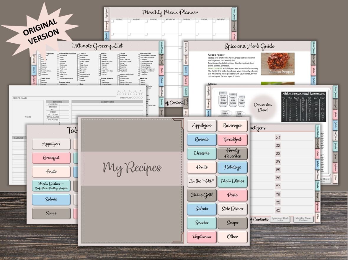 Digital Recipe Cards Digital Recipe Organizer Digital Recipe Etsy