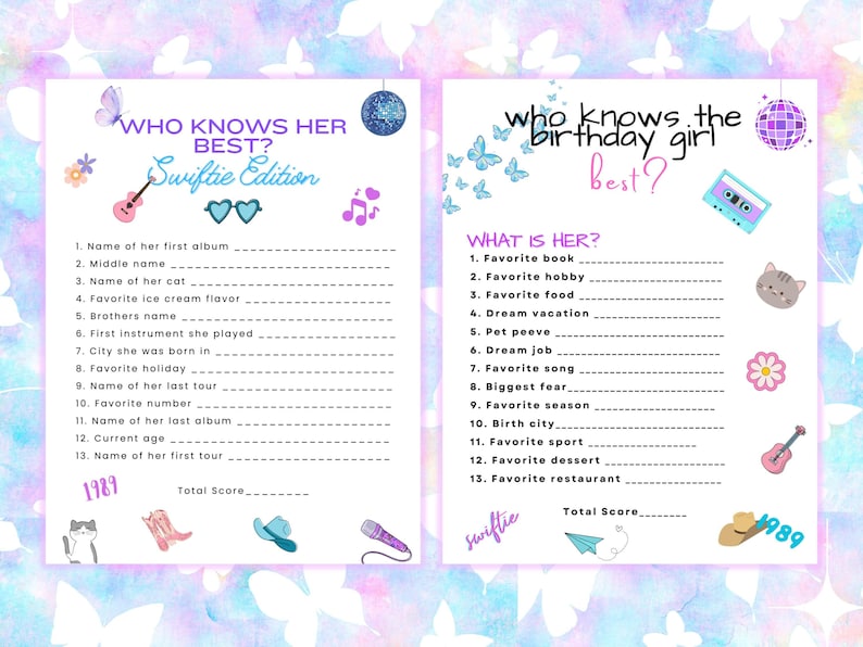 Who Knows Her Best Party-Spiel – 25 Karten, Notizbuch-Design, Für Kindergeburtstage