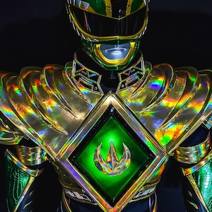 Zeo - Mighty Morphin Grün Waldläufer Kostüm: SONDERGRÖSSE und DESIGN handgefertigt