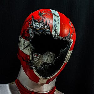 Red Lightspeed Rescue Power Ranger Helmet - Battle Damage Version & CUSTOM SIZE