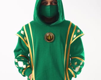 Grön Ninjetti-huvtröja Power Rangers – Begränsad specialdesignad version för cosplay och vardagsbruk