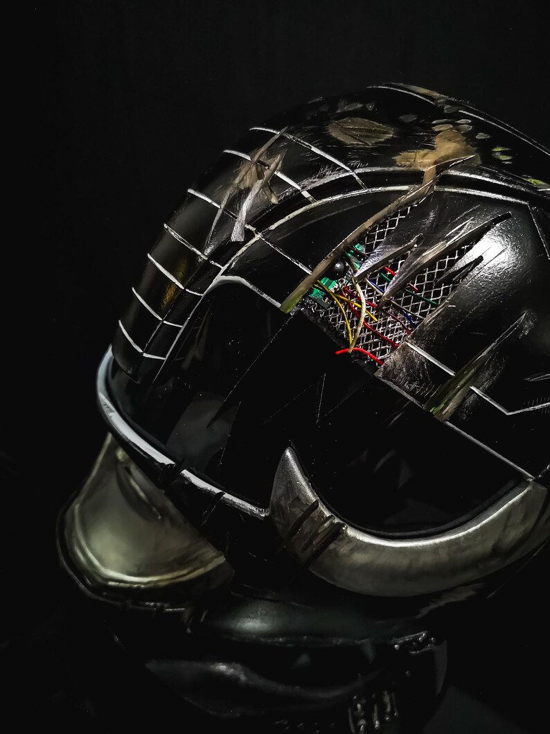 Custom MMPR Black Helmet Ranger Damaged