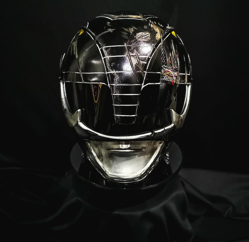 Black Ranger MMPR Damage custom helmet
