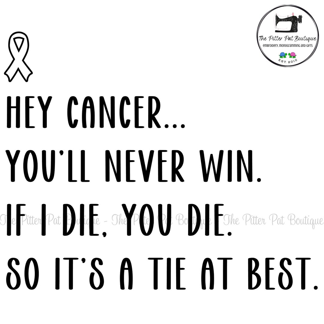 Funny Cancer Awareness Ribbon SVG: Hey Cancer You'll Never Win - Etsy