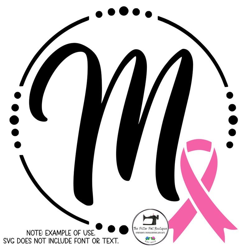 Breast Cancer Ribbon Monogram Frame SVG - Etsy