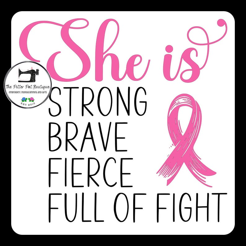Strong Cancer Ribon Breast Cancer Ribbon SVG: She is Strong, Brave, Fierce - Etsy