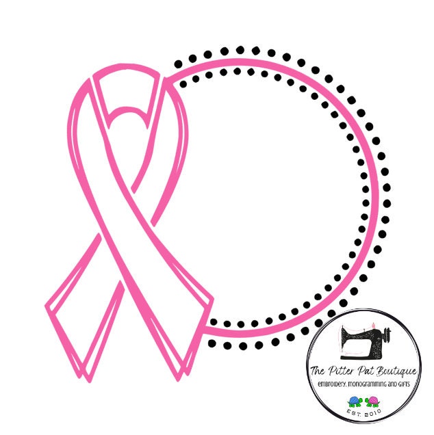 Breast Cancer Ribbon Monogram Frame SVG - Etsy