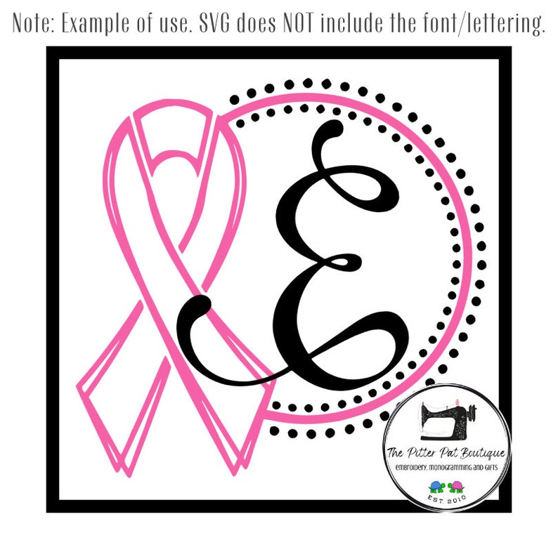 Breast Cancer Ribbon Monogram Frame SVG - Etsy
