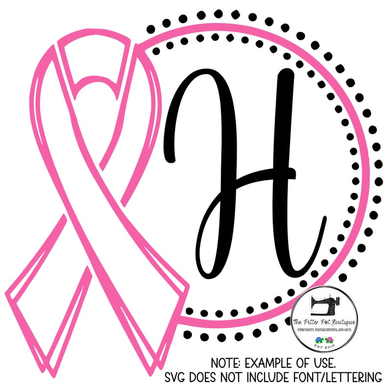 Breast Cancer Ribbon Monogram Frame SVG - Etsy