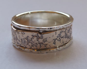 Rustikaler Silber und Bronz Spinner Ring