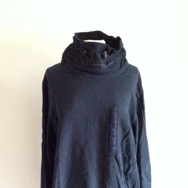 Lagenlook cowlneck top - black minimalist top / urban sweatshirt / one size top / conscious ladies fashion / Matrix clothes / CyberPunk UK