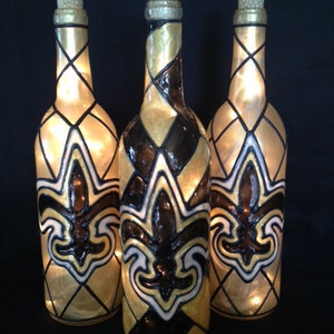 One New Orleans Saints Wine  Bottle Lamp