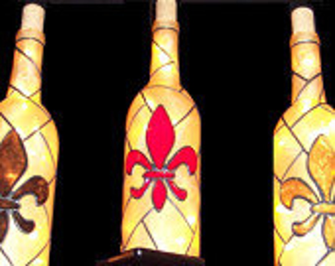 Signature Fleur De Lis Wine Bottle of Lights Lamp Etsy