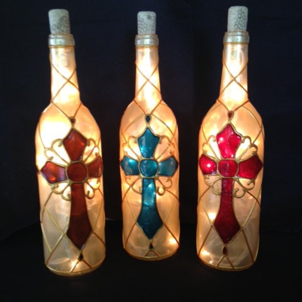 Budded Cross Wine Bottle of Lights Collection