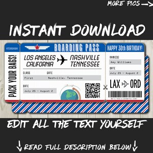 DIY Printable Editable Boarding Pass Surprise Fake Airline | Etsy