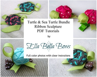 Instant Download, Turtle & Sea Turtle Ribbon Sculpture, Bundle, TUTORIALS in PDF