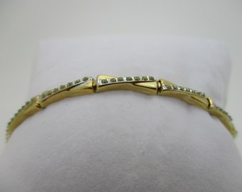 Vintage 14K Yellow and White Gold & Rose Cut Diamond "Tennis" Link Bracelet