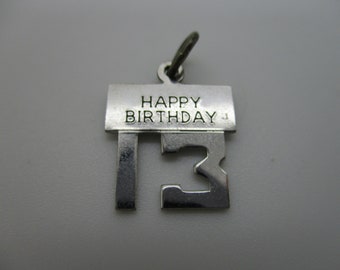 Vintage Sterling Silver Happy 13th Birthday Bracelet Charm