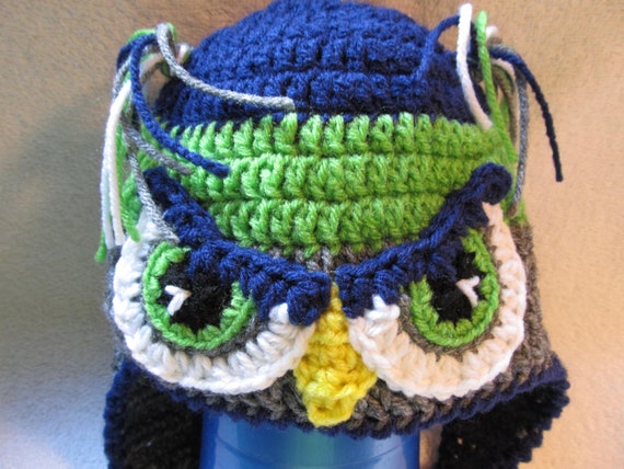 Baby to Adult Sizes Crochet Mr OR Mrs Seahawk hat with Mohawk OR Ponytails