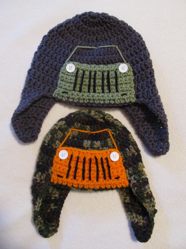 Crochet Jeep/Truck Hat - Baby to Adult Sizes in Tough Outdoor Colors **NEW - add a matching Diaper Cover for Baby - Made to Order image 5