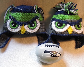 Crochet Mr or Mrs Seahawk Hats - Mohawk or Ponytails - Baby to Adult Sizes AND Dogs!!