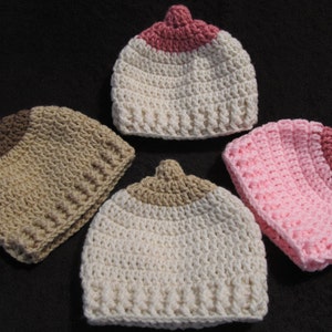 Crochet PATTERN Boobie/Nipple Beanie - Nursing Babies/Cancer Support/Shower/Gag Gift - Newborn to Adult Sizes
