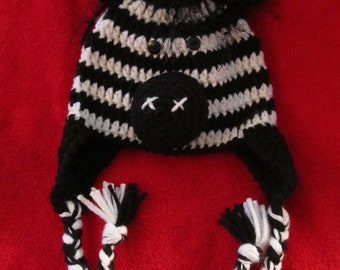 Crochet Zebra Hat/Beanie (add the Matching Diaper Cover ***new option) - Hat in Baby to Adult Sizes - Made to Order