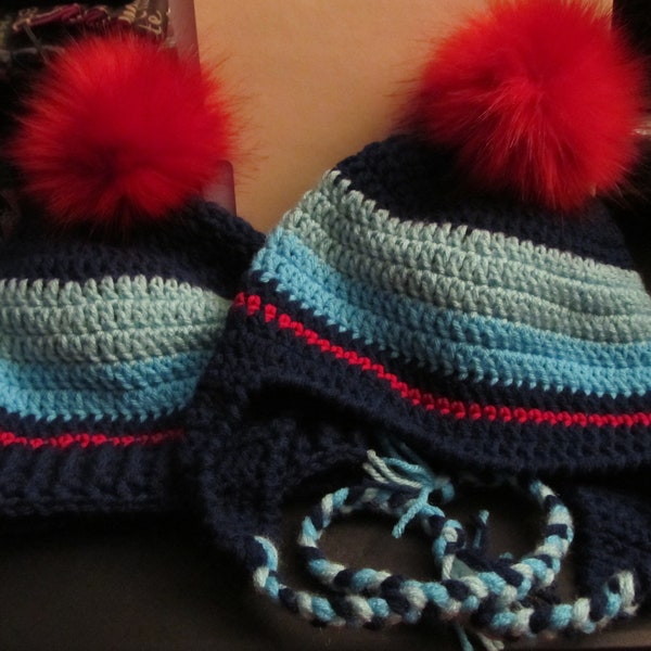 Crochet Seattle Kraken Inspired Hats - Ear Flaps, Braids, and Pom or Ribbed Beanie Style - Custom Made to fit Baby up to Adult Sizes