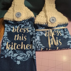 Set of 2 - Cotton Crochet Top Hanging Towels - Many Varieties - Folded and Tied w/a Ribbon for Gift Giving!!