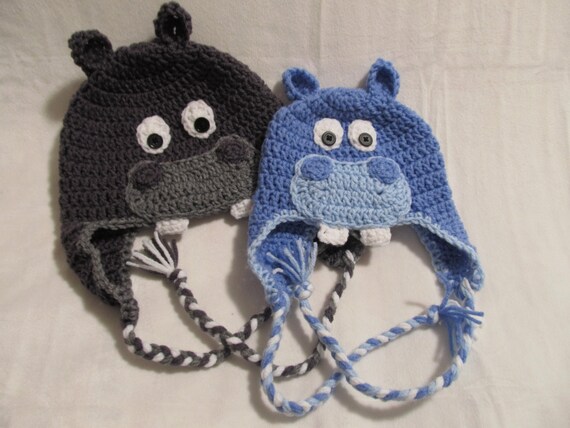 Crochet Pattern for Hippo Hat beanie Baby to Adult Sizes Etsy