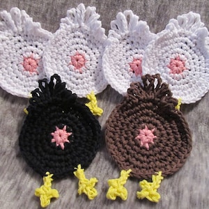 Crochet Set of Chicken Butt Coasters - 3 colors available - Unique Gift or Keep for yourself!!