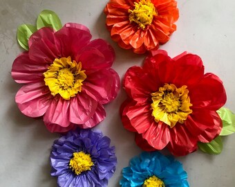 Fiesta! Set of 5 Large Paper Flowers - Perfect Decorations for Wedding,Birthday Party&Baby Shower