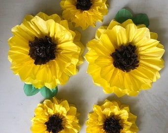 Set of 5 Large Paper SunFlowers - Perfect Decorations for Wedding,Birthday Party&Baby Shower