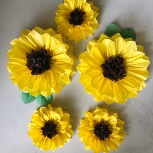 Set of 5 Large Paper SunFlowers Perfect Decorations for Wedding,Birthday Party&Baby Shower image 1