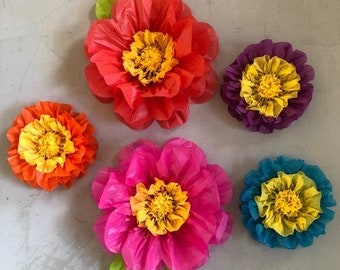 Fiesta! Set of 5 Large Paper Flowers - Perfect Decorations for Wedding,Birthday Party&Baby Shower