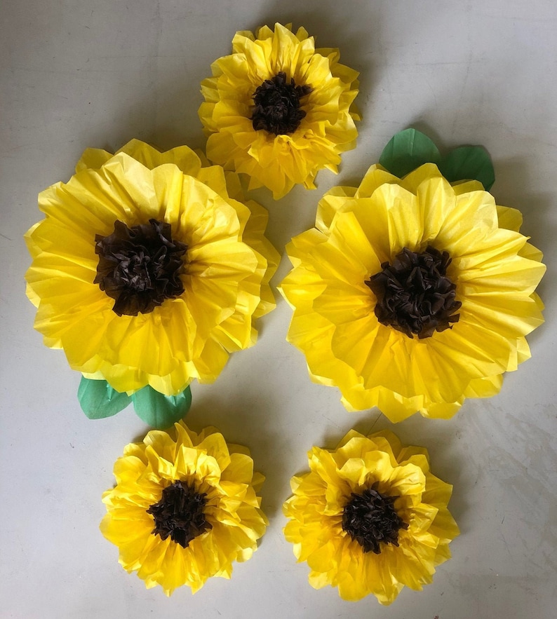 Set of 5 Large Paper SunFlowers Perfect Decorations for Wedding,Birthday Party&Baby Shower image 1