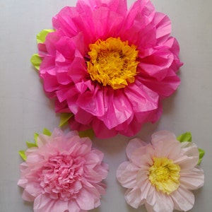Set of 3 Giant Paper Flowers Hot Pink Perfect Decorations for Wedding,Birthday Party&Baby Shower image 1