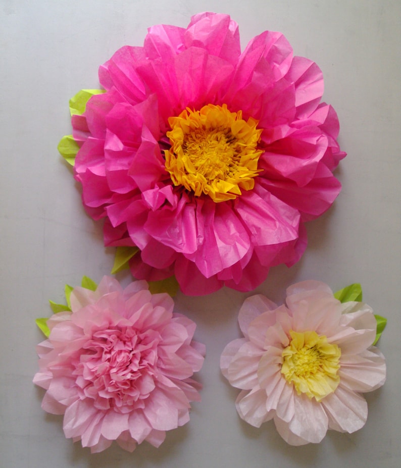 Set of 3 Giant Paper Flowers Hot Pink Perfect Decorations for Wedding,Birthday Party&Baby Shower image 1