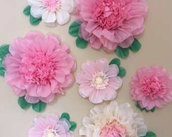 Set of 7 Giant and Large Paper Flowers  - Perfect Decorations for Wedding,Birthday Party&Baby Shower