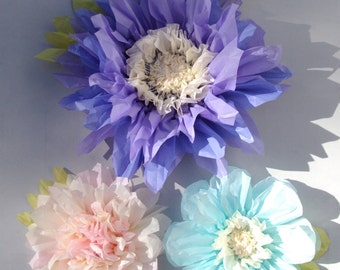 Set of 3 Giant Paper Flowers (Lilac)- Perfect Decorations for Wedding,Birthday Party&Baby Shower