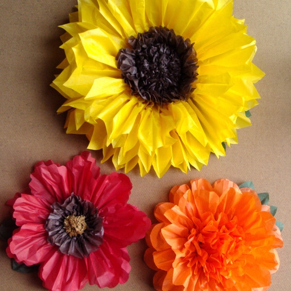 Fall Wedding - Set of 3 Giant Paper Flowers